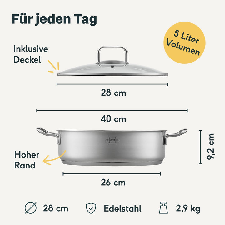 Silberthal Servierpfanne Bratpfanne Deckel Pfanne vielseitig Induktion 28cm812 - 4260470463071