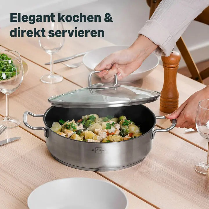 B-Ware Silberthal Servierpfanne Bratpfanne Deckel Pfanne Vielseitig Induktion 28cm
