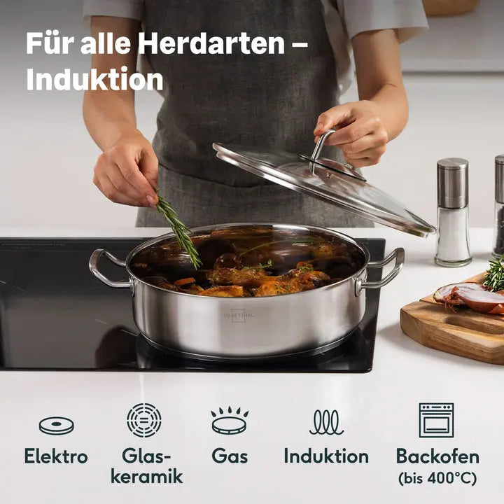 B-Ware Silberthal Servierpfanne Edelstahl Deckel Unbeschichtet 28cm Induktion