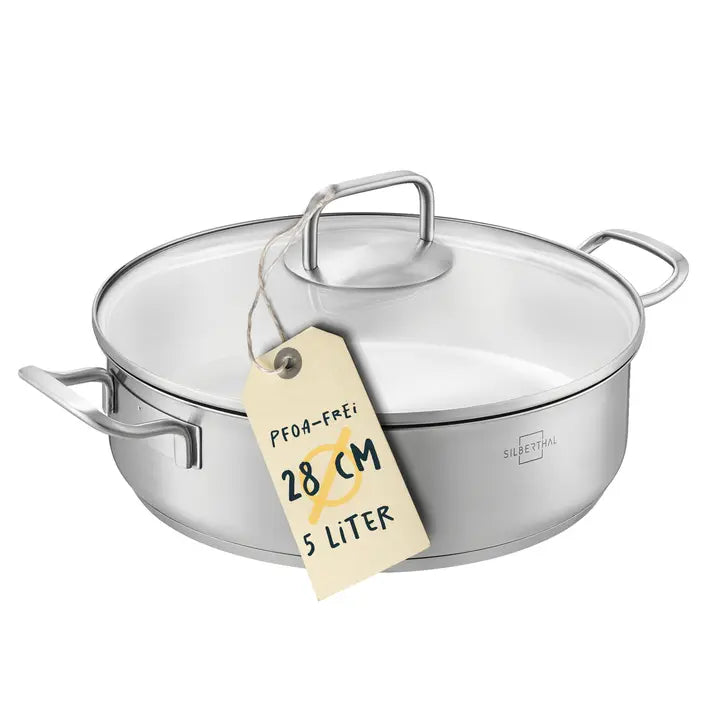 B-Ware Silberthal Servierpfanne Edelstahl Deckel Unbeschichtet 28cm Induktion