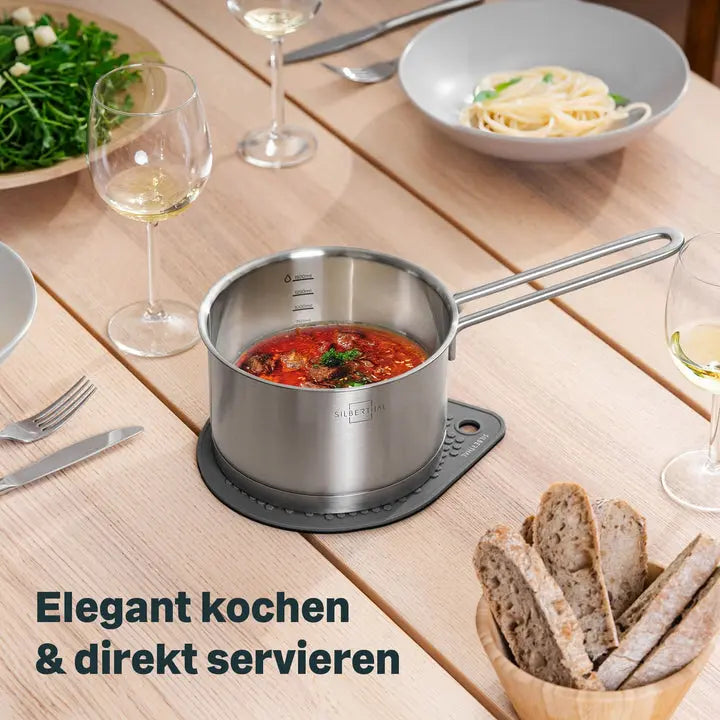 B-Ware Silberthal Stieltopf Kochtopf Edelstahl Stielkasserolle 2 L Messskala Schüttrand