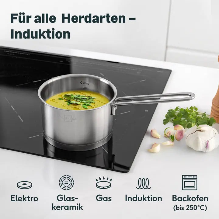 B-Ware Silberthal Stieltopf Kochtopf Edelstahl Stielkasserolle 2 L Messskala Schüttrand