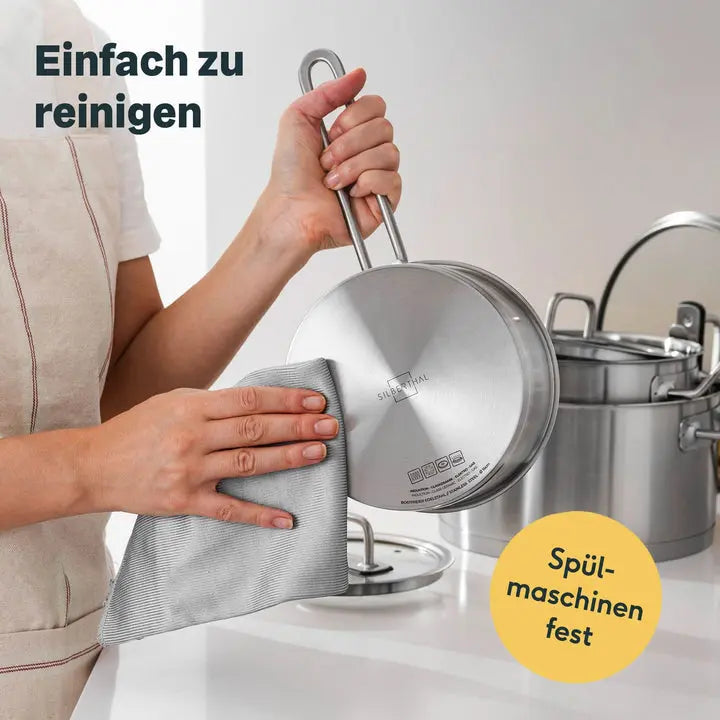 B-Ware Silberthal Stieltopf Kochtopf Edelstahl Stielkasserolle 2 L Messskala Schüttrand