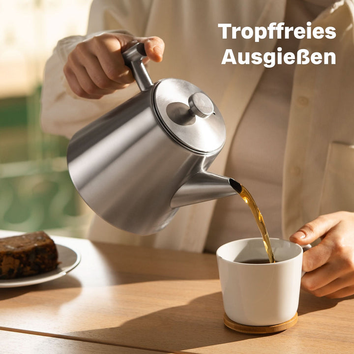 SILBERTHAL Teekanne Kanne Edelstahl Sieb Isolierkanne Silber Camping Reise673 - 4260470467864