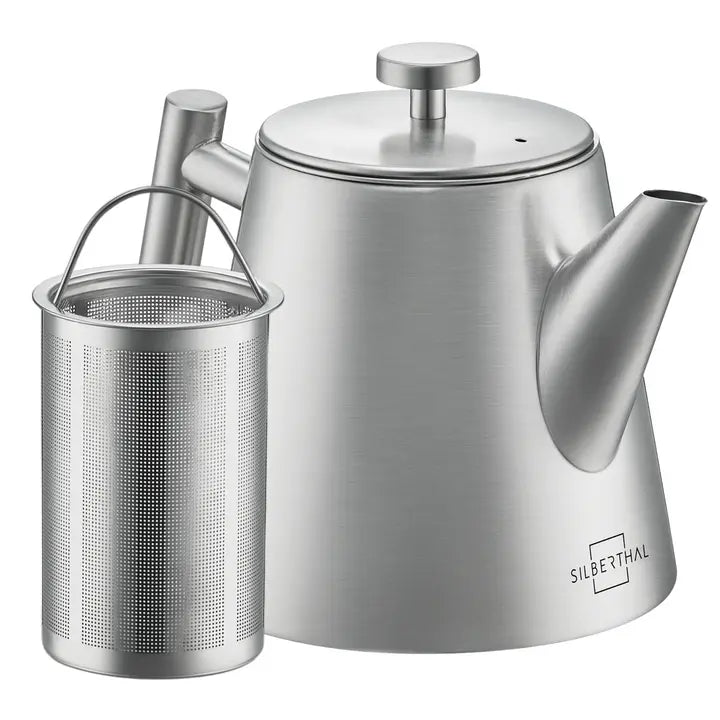 B-Ware Silberthal Teekanne Kanne Edelstahl Sieb Isolierkanne Silber Camping Reise673