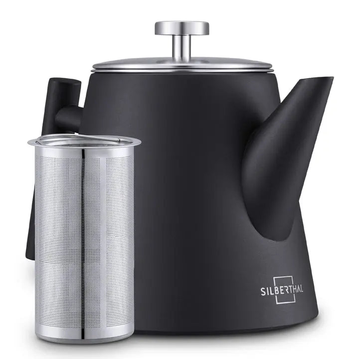B-Ware Silberthal Teekanne Kanne Edelstahl Sieb Glas Thermo 1l Schwarz - 4260470462159