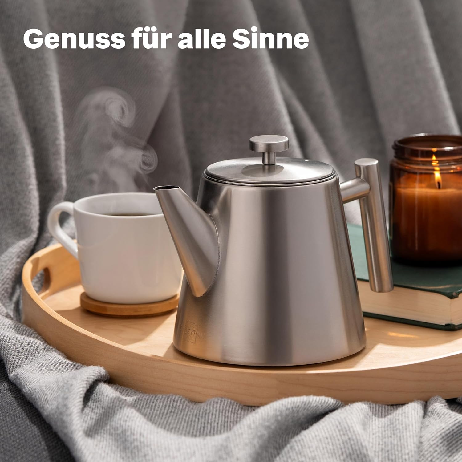 SILBERTHAL Teekanne Kanne Teebereiter Siebeinsatz Edelstahl 1 L Silber Isoliert - 4260470465730