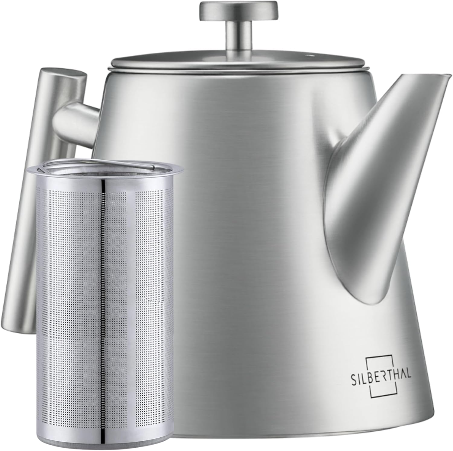 SILBERTHAL Teekanne Kanne Teebereiter Siebeinsatz Edelstahl 1 L Silber Isoliert - 4260470465730