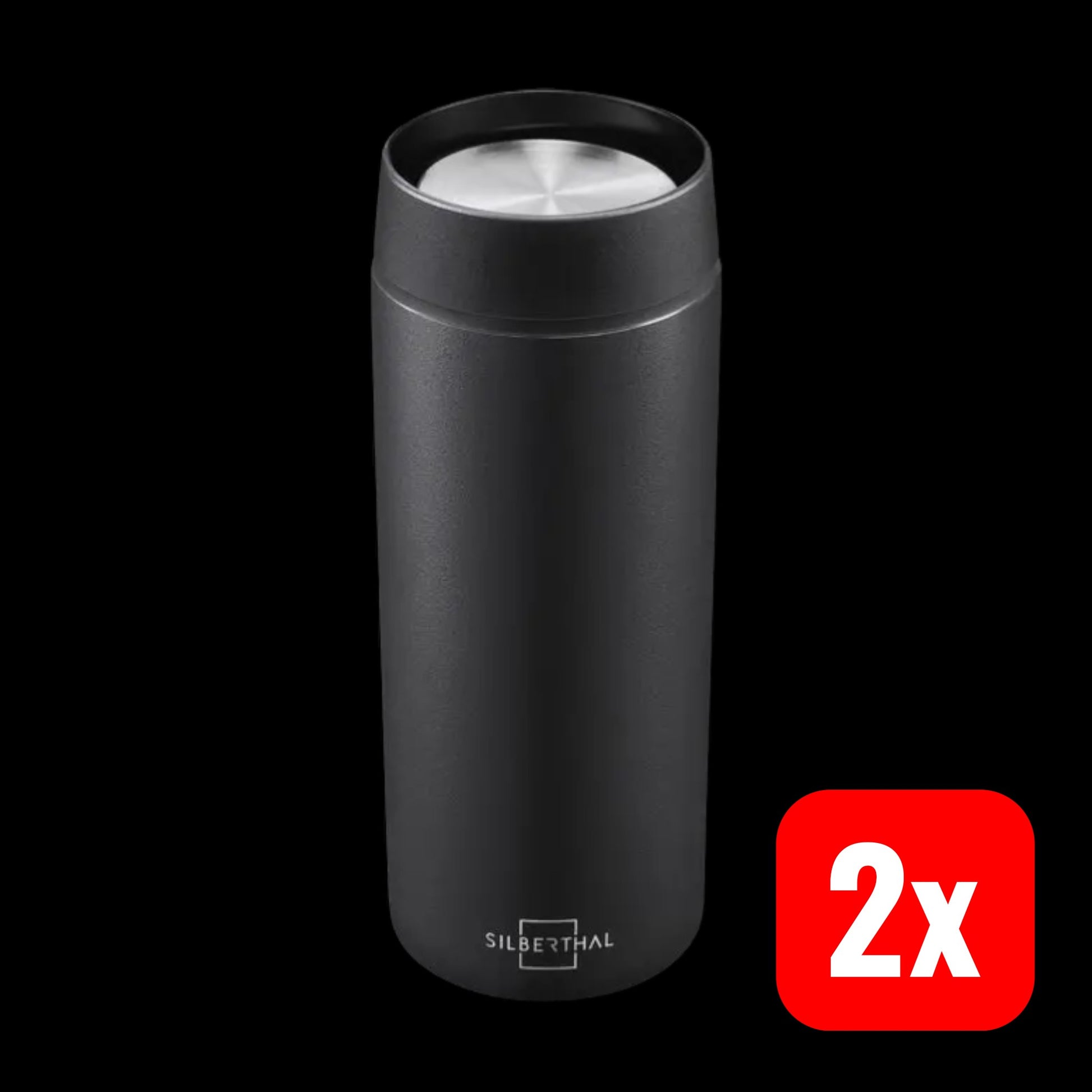 SILBERTHAL Thermobecher Kaffeebecher matt schwarz Edelstahl 2 STÜCK - 4260470466133
