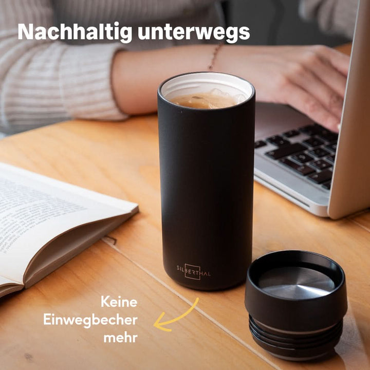 SILBERTHAL Thermobecher Kaffeebecher matt schwarz Keramikbeschichtung 2 STÜCK - 4260470466133