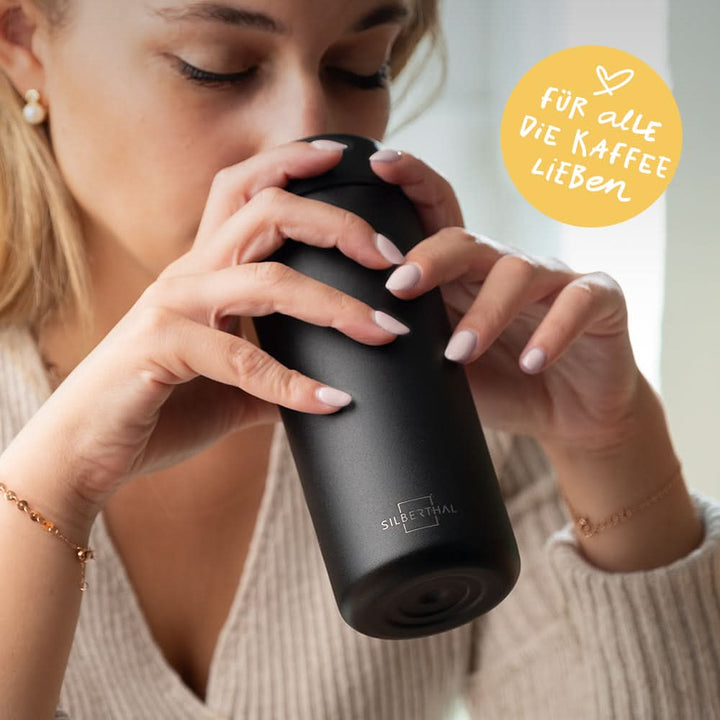 SILBERTHAL Thermobecher Kaffeebecher matt schwarz Edelstahl 2 STÜCK - 4260470466133