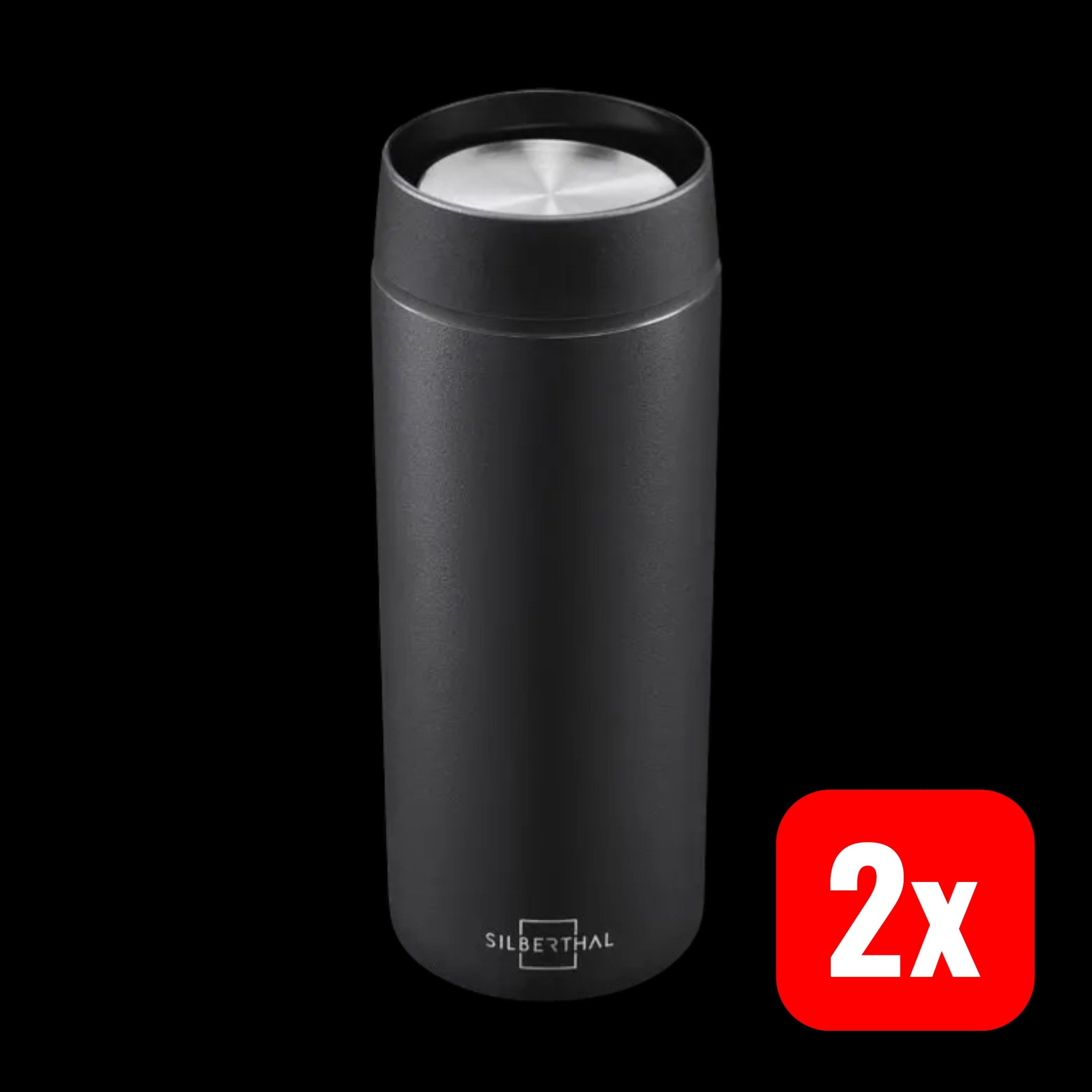 SILBERTHAL Thermobecher Kaffeebecher matt schwarz Edelstahl 2 STÜCK - 4260470466133