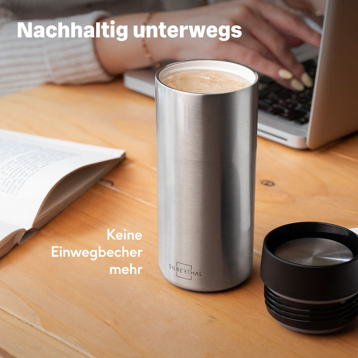 SILBERTHAL Thermobecher Kaffeebecher Edelstahl Silber isoliert 2 STÜCK224 - 4260470466188