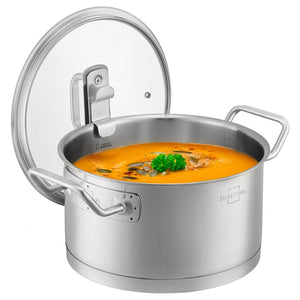 B-Ware SILBERTHAL Topf Kochtopf Gemüsetopf Edelstahl Glasdeckel 20cm 3.5L Induktion615