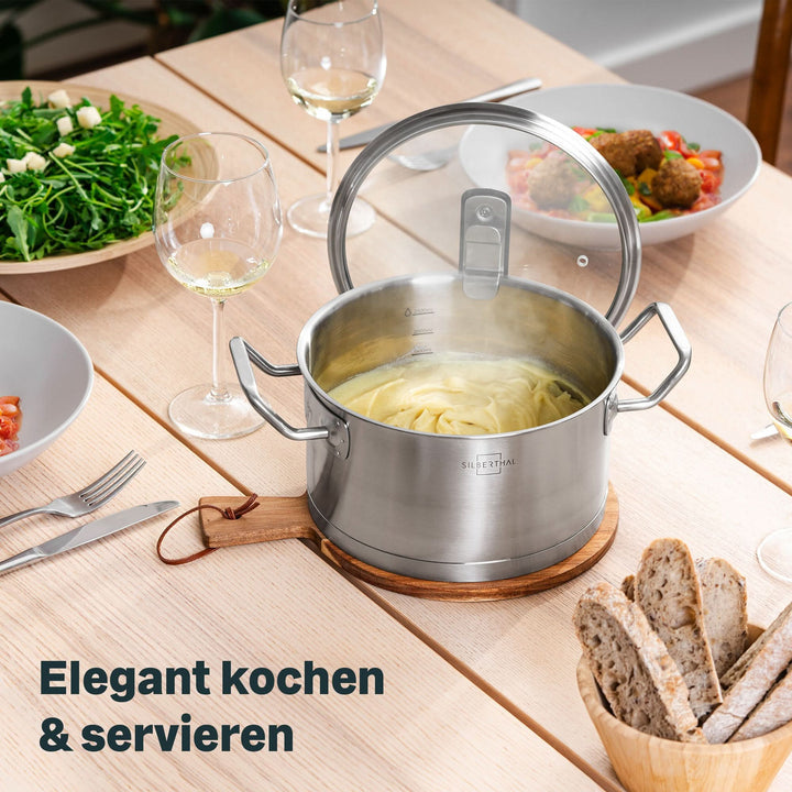 SILBERTHAL Topf Kochtopf Gemüsetopf Edelstahl Glasdeckel 20cm 3.5L Induktion615 - 4260470463125
