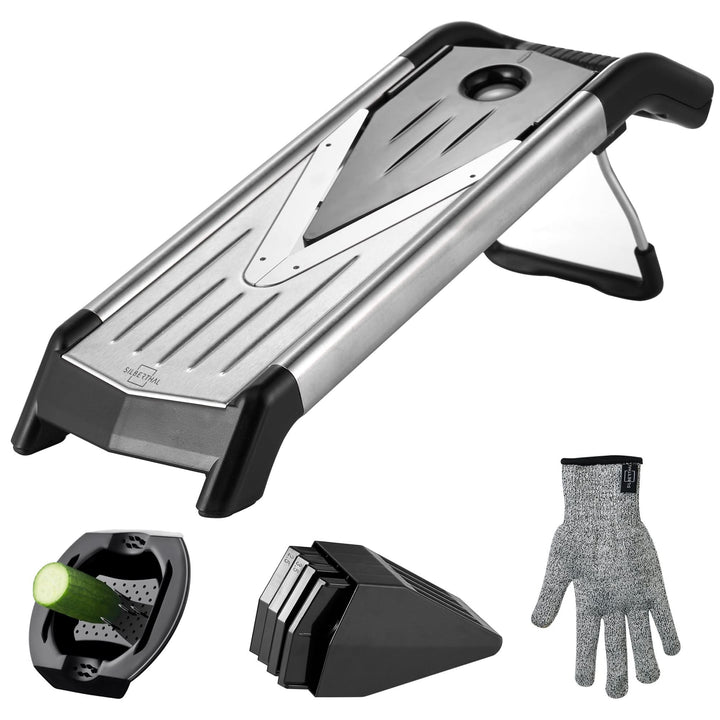 SILBERTHAL Gemüsehobel V-Hobel Mandoline Edelstahl BPA-frei Küchenhelfer632 - 4260470464634