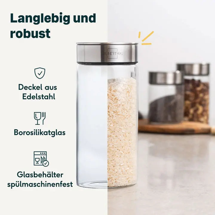 B-Ware Silberthal Vorratsglas Behälter Aufbewahrung Luftdicht Edelstahl Deckel 2 Stück - 4260470462937