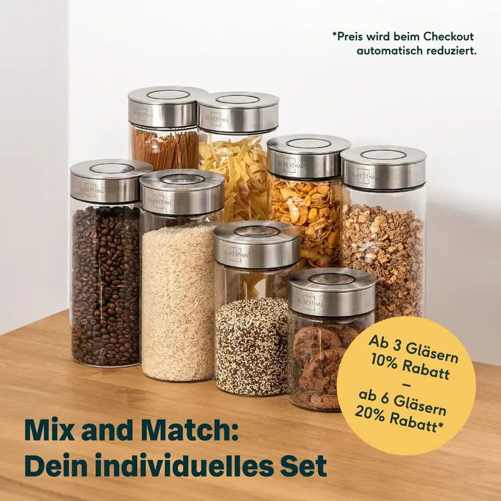 B-Ware Silberthal Vorratsglas Behälter Aufbewahrung Luftdicht Edelstahl Deckel 2 Stück - 4260470462937
