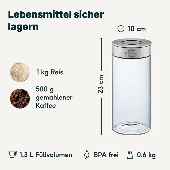 B-Ware Silberthal Vorratsglas Behälter Aufbewahrung Luftdicht Edelstahl Deckel 2 Stück - 4260470462937