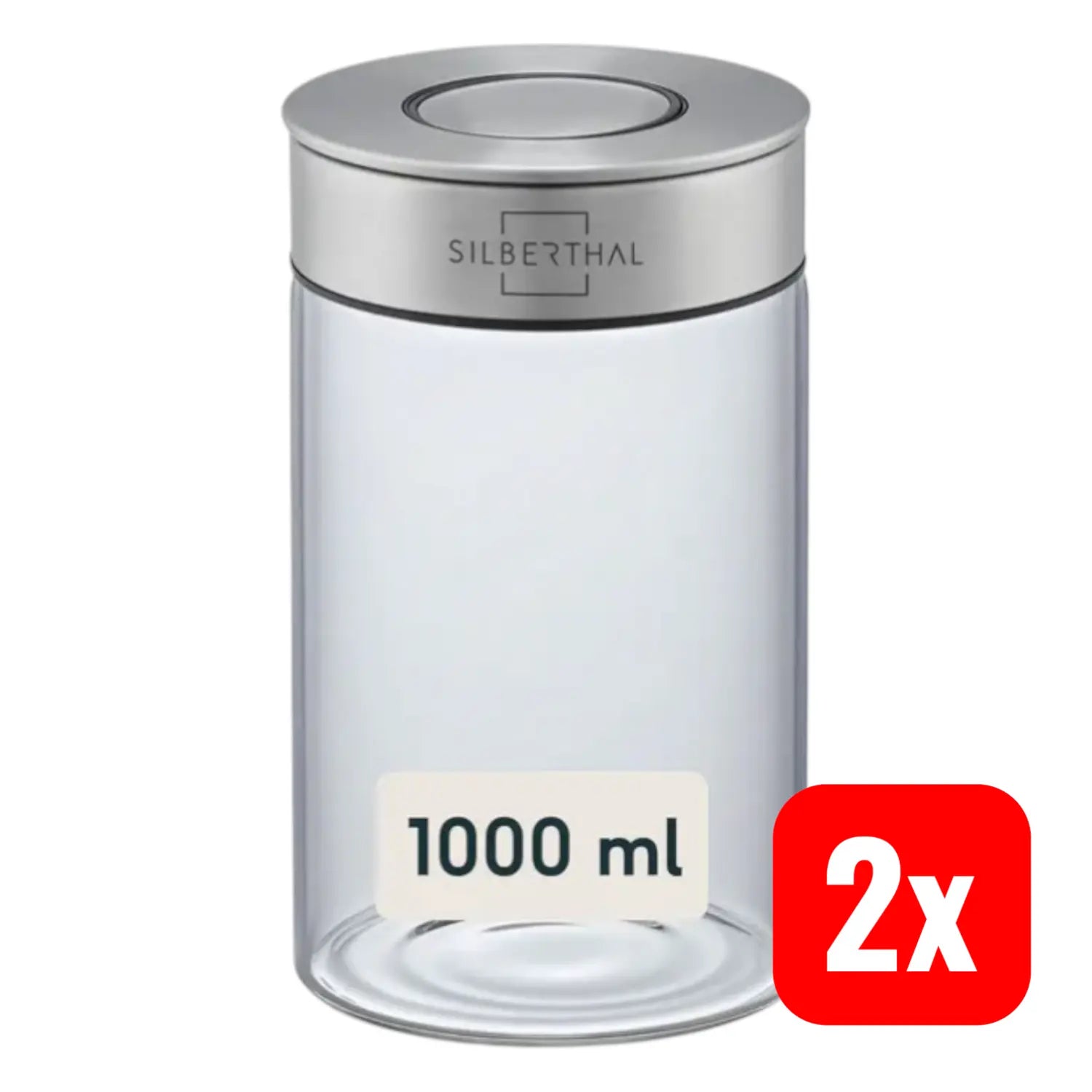 B-Ware Silberthal Vorratsglas 1000ml Vorratsbehälter Glasbehälter Transparent 2 Stück - 4260470466157