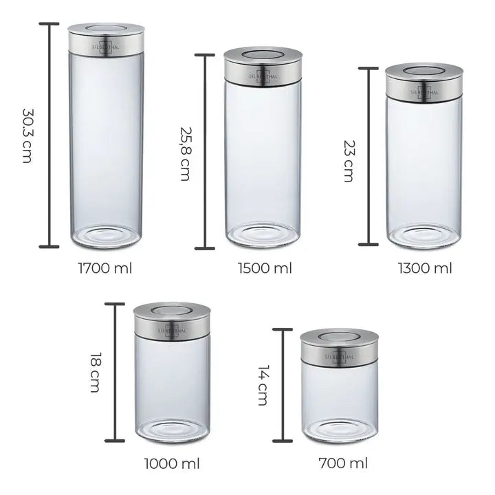 B-Ware Silberthal Vorratsglas Aufbewahrungs Lebensmittel Borosilikatglas 1500ml 2 Stück - 4260470466164