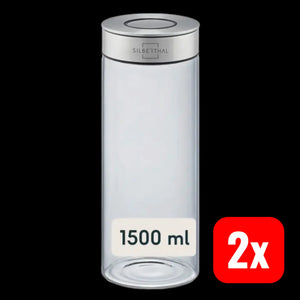 B-Ware Silberthal Vorratsglas Aufbewahrungs Lebensmittel Borosilikatglas 1500ml 2 Stück