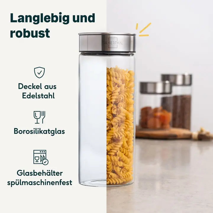 B-Ware Silberthal Vorratsglas Aufbewahrungs Lebensmittel Borosilikatglas 1500ml 2 Stück - 4260470466164