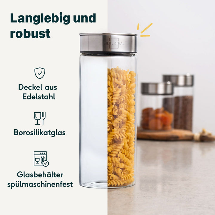 SILBERTHAL Vorratsglas Aufbewahrungs Lebensmittel Borosilikatglas 1500ml 2 STÜCK - 4260470466164