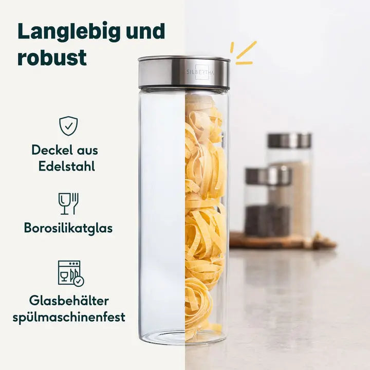 B-Ware Silberthal Vorratsglas Aufbewahrungsglas Glas Lebensmittel 1700ml Klar 2 Stück