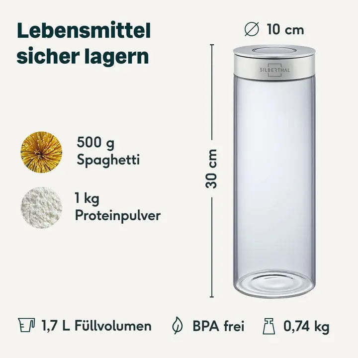B-Ware Silberthal Vorratsglas Aufbewahrungsglas Glas Lebensmittel 1700ml Klar 2 Stück