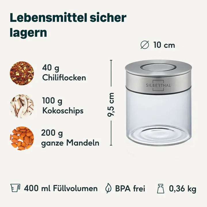 B-Ware Silberthal Vorratsglas Aufbewahrung Glasbehälter Borosilikatglas 400ml 3 Stück - 4260470467086