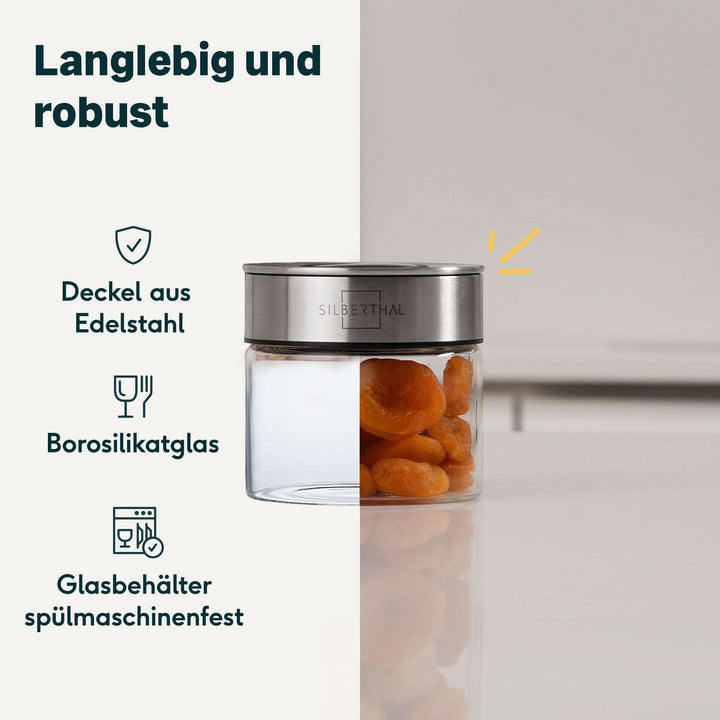 SILBERTHAL Vorratsglas Aufbewahrung Glasbehälter Borosilikatglas 400ml 3 STÜCK - 4260470467086