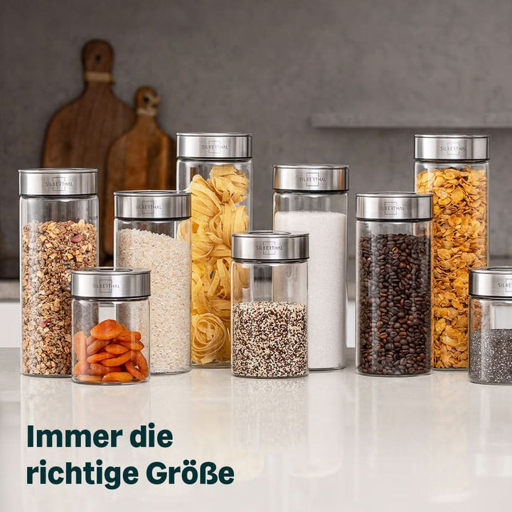 SILBERTHAL Vorratsglas Aufbewahrungsbehälter 4er Set Lebensmittel Glas Silkon - 4260470462920