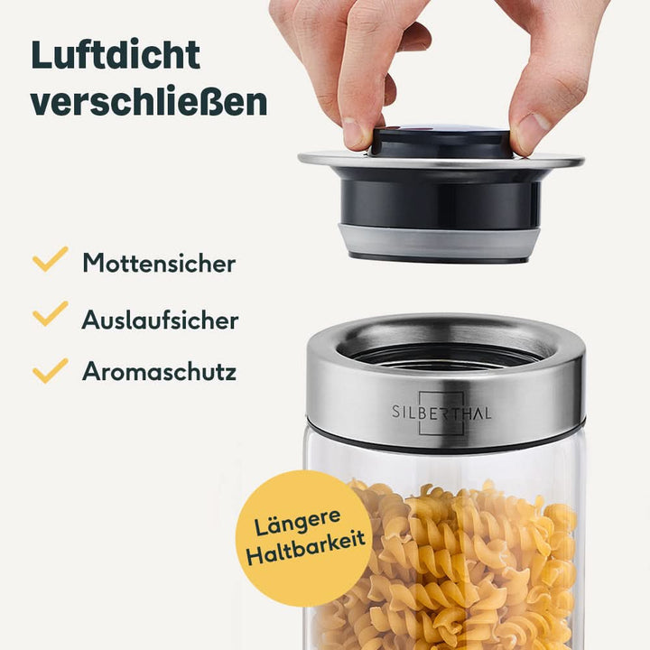 SILBERTHAL Vorratsglas Aufbewahrungsbehälter 4er Set Glas Silkon Lebensmittel - 4260470462920