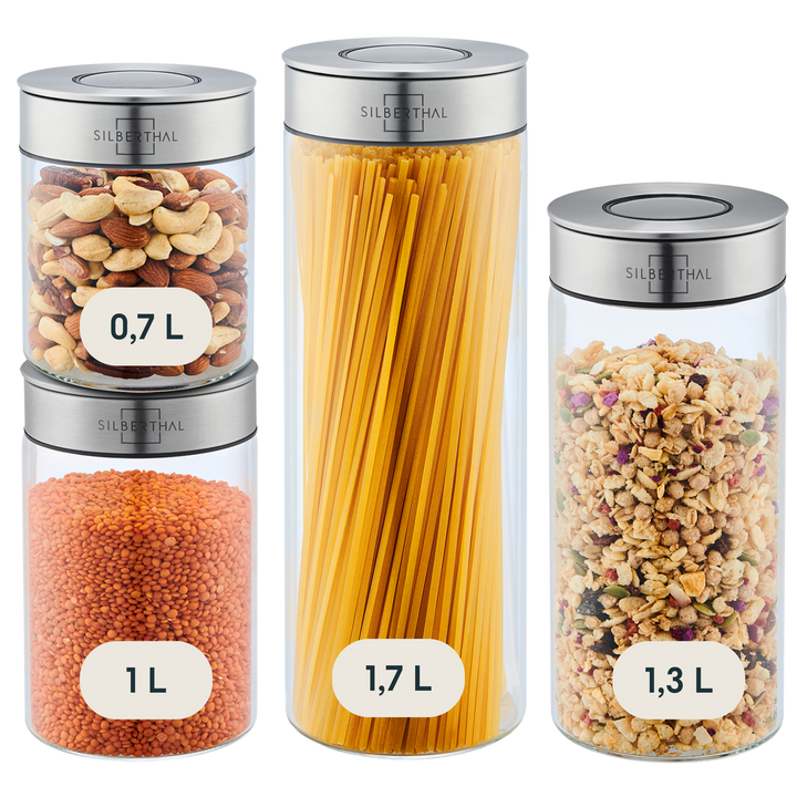 SILBERTHAL Vorratsglas Aufbewahrungsbehälter 4er Set Glas Silkon Lebensmittel - 4260470462920