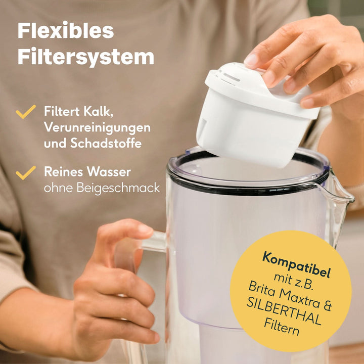 SILBERTHAL Wasser Filterkanne Glas Wasserfilter Kartusche Wasserfilter Kalk - 4260470462708