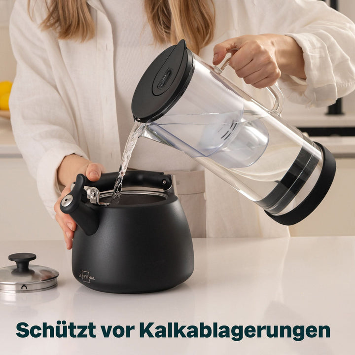 SILBERTHAL Wasser Filterkanne Glas Wasserfilter Kartusche Wasserfilter Kalk - 4260470462708