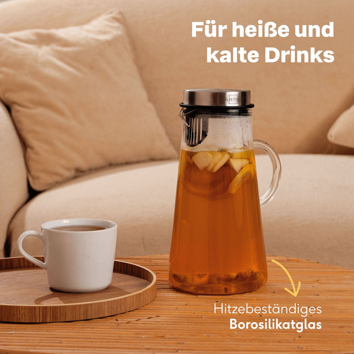 SILBERTHAL Karaffe Glaskaraffe Fruchteinsatz Wasserkanne Wasserkrug Klar 2 L - 4260470462425