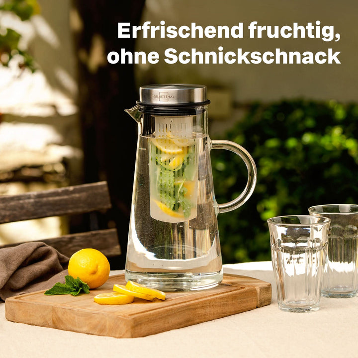 SILBERTHAL Karaffe Glaskaraffe Fruchteinsatz Wasserkanne Wasserkrug Klar 2 L - 4260470462425