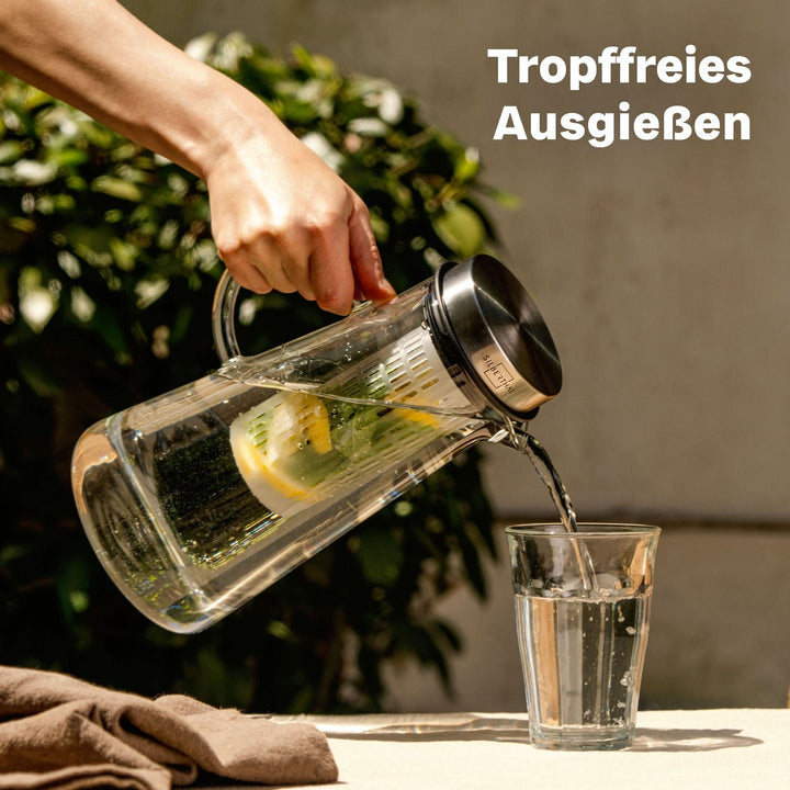 SILBERTHAL Karaffe Glaskaraffe Fruchteinsatz Wasserkanne Wasserkrug Klar 2 L - 4260470462425