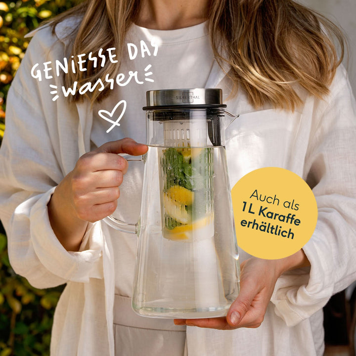 SILBERTHAL Karaffe Glaskaraffe Fruchteinsatz Wasserkanne Wasserkrug Klar 2 L - 4260470462425