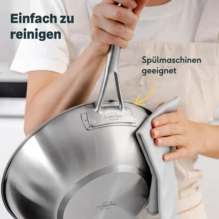 B-Ware Silberthal Wokpfanne Pfanne Wok Edelstahl Antihaftbeschichtung Induktion 28 Cm