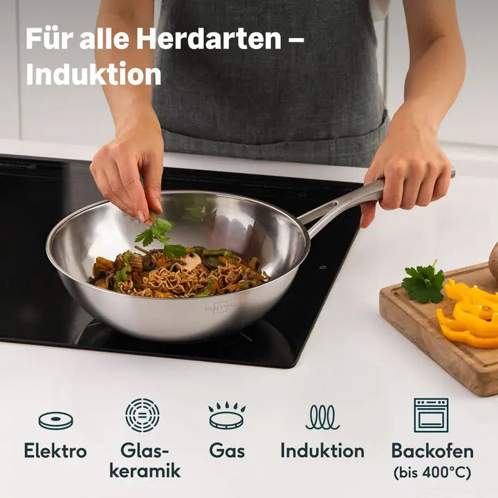 B-Ware Silberthal Wokpfanne Wok Edelstahl 28 Cm Induktion Pfanne Kochgeschirr - 4260470467185