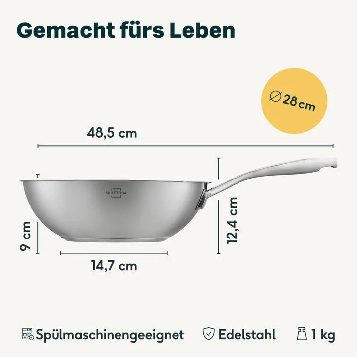 B-Ware Silberthal Wokpfanne Wok Edelstahl 28 Cm Induktion Pfanne Kochgeschirr - 4260470467185