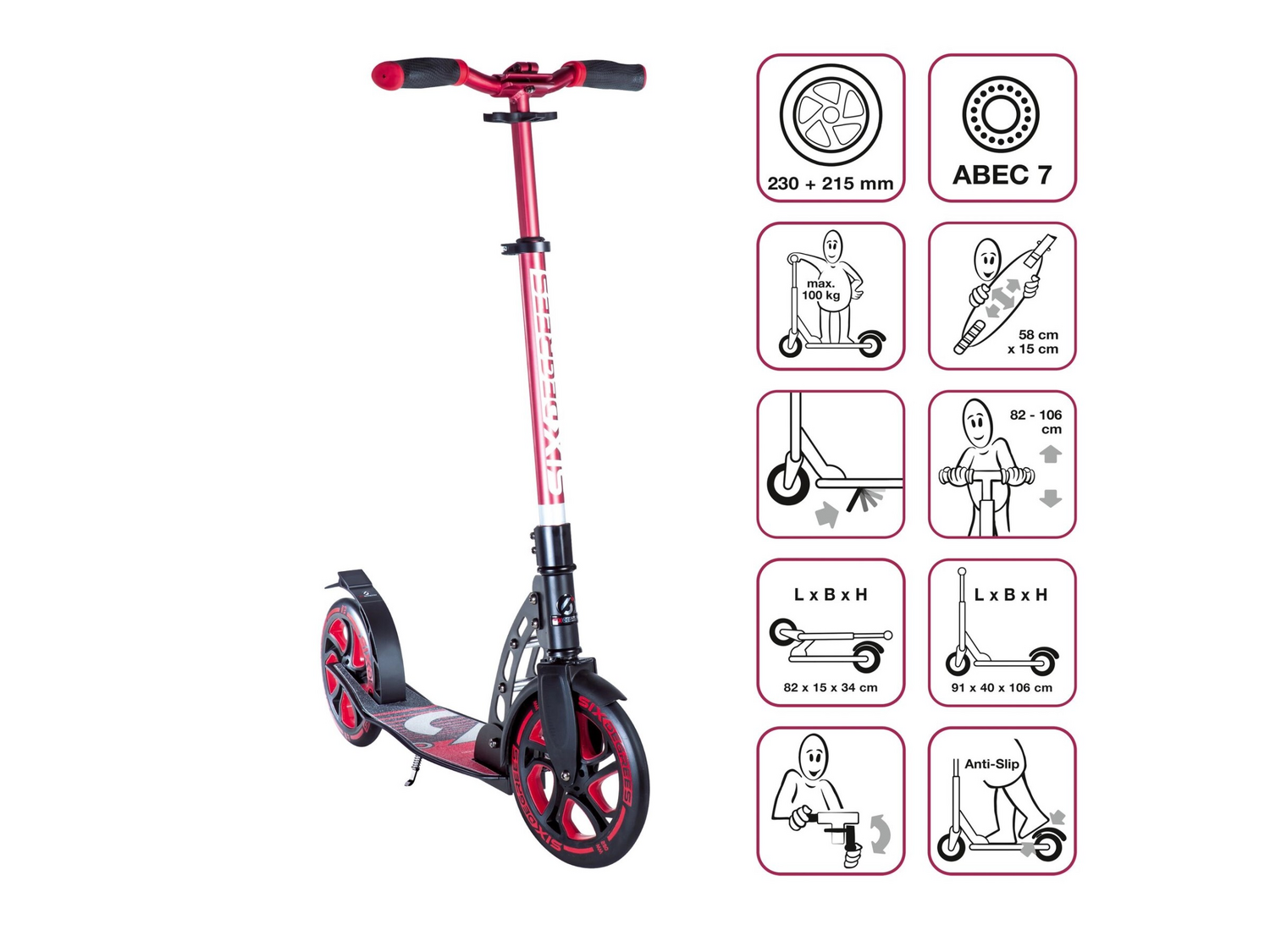 B-Ware Six Degrees Aluminium Scooter Roller Tretroller Cityroller Kickroller Klappbar  - 4260341185132