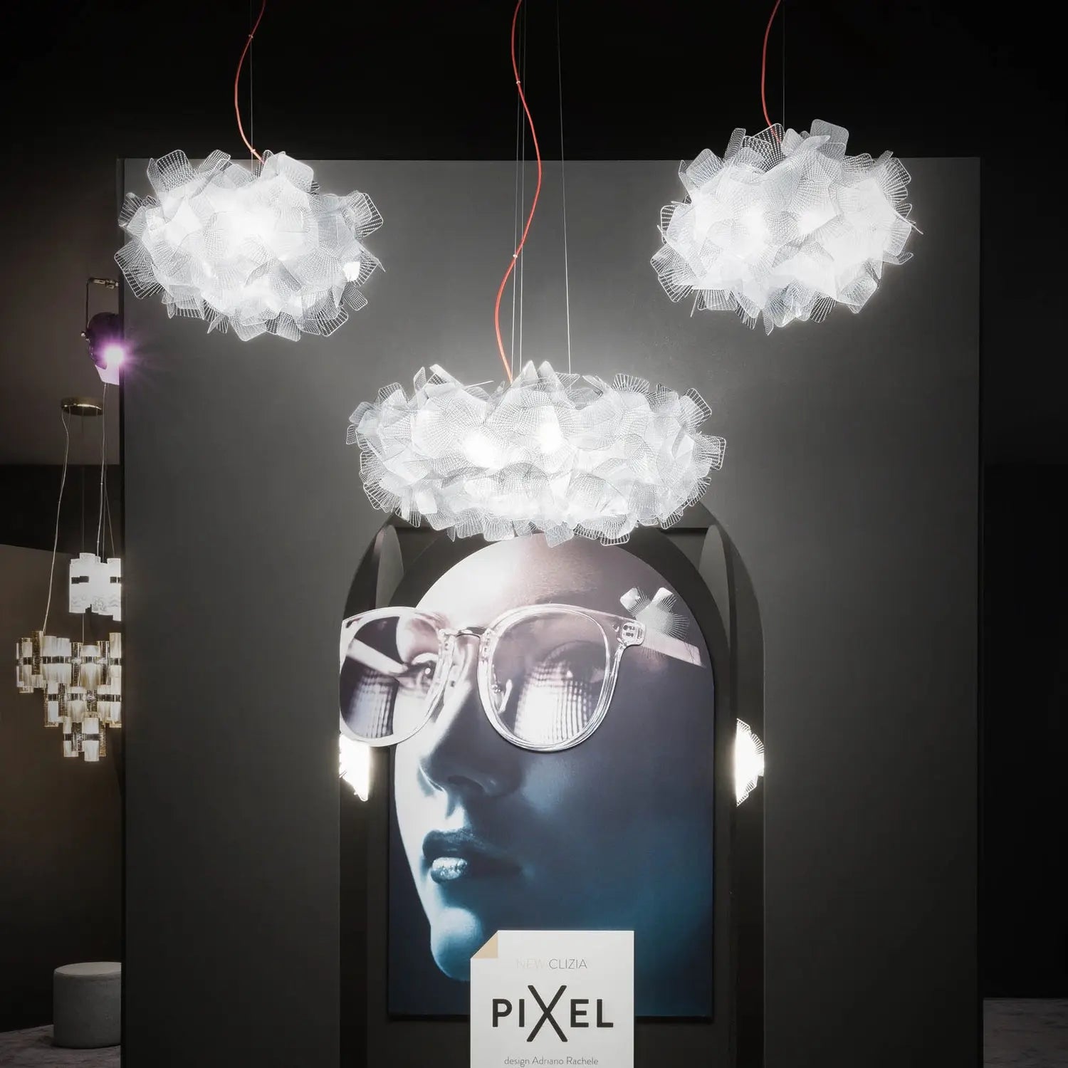B-Ware Slamp Clizia Pixel Hängelampe Deckenleuchte Pendelleuchte Kabel Rot ø 78 Cm - 8024727078076
