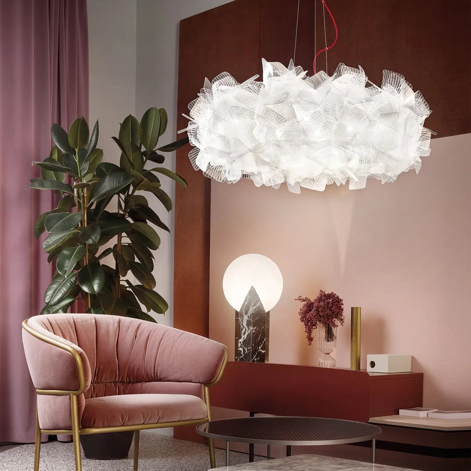 B-Ware Slamp Clizia Pixel Hängelampe Deckenleuchte Pendelleuchte Kabel Rot ø 78 Cm - 8024727078076