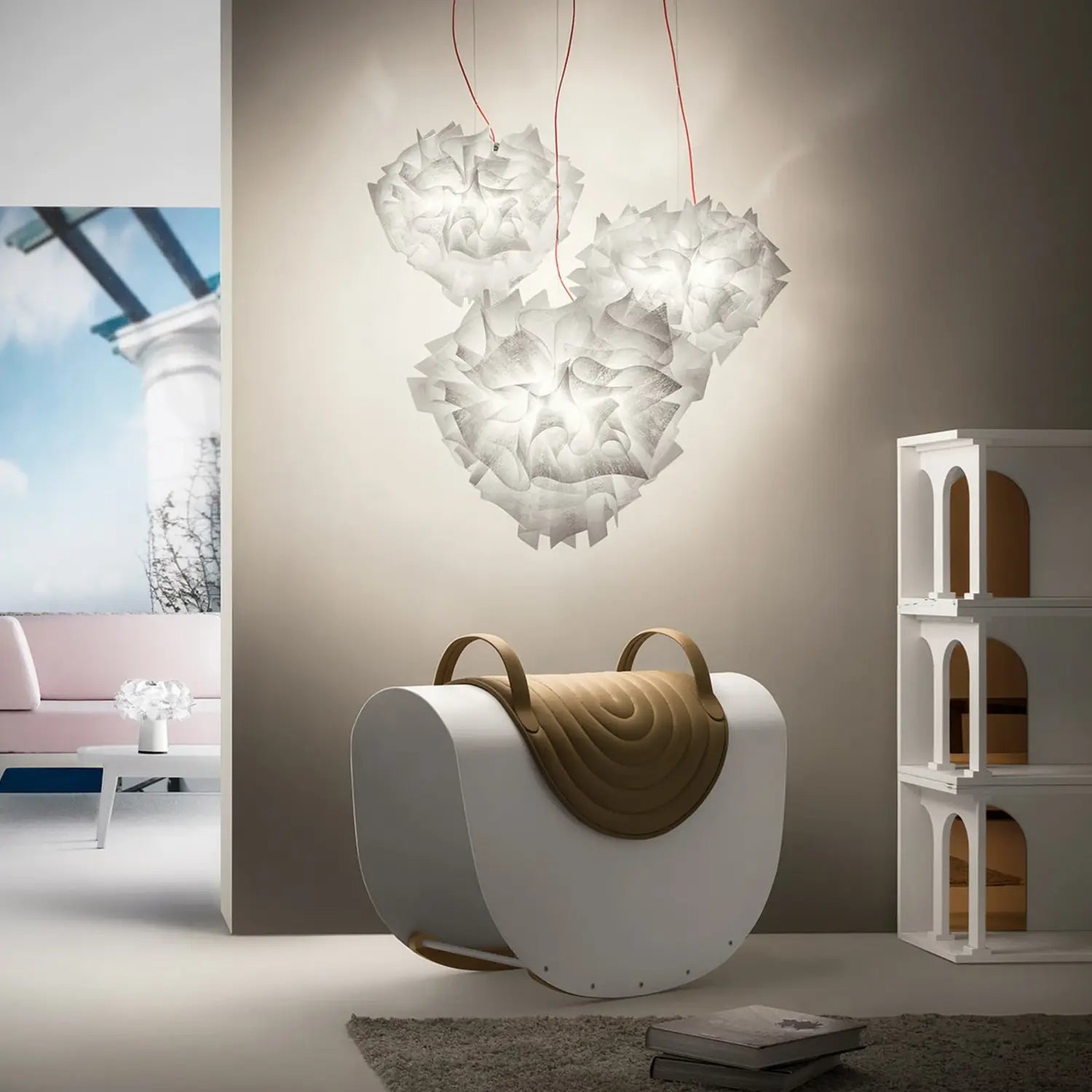 B-Ware Slamp Pendelleuchte Hängelampe Veli Couture Weiß Opalflex - 8024727073279