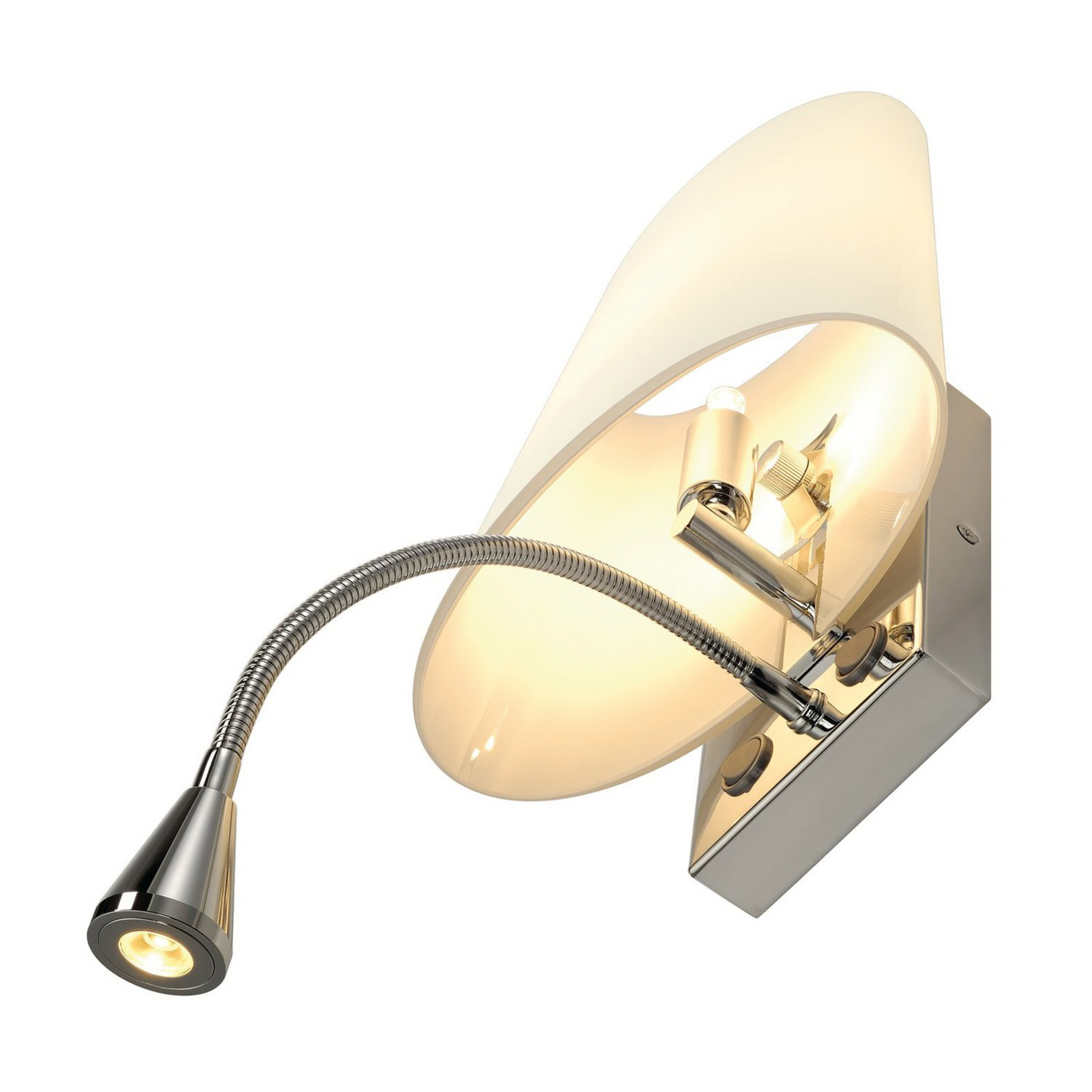 B-Ware Slv Wandleuchte Wandlampe Leselicht Bettleuchte Led Chrom Weiß Glas Stahl - 4024163091657