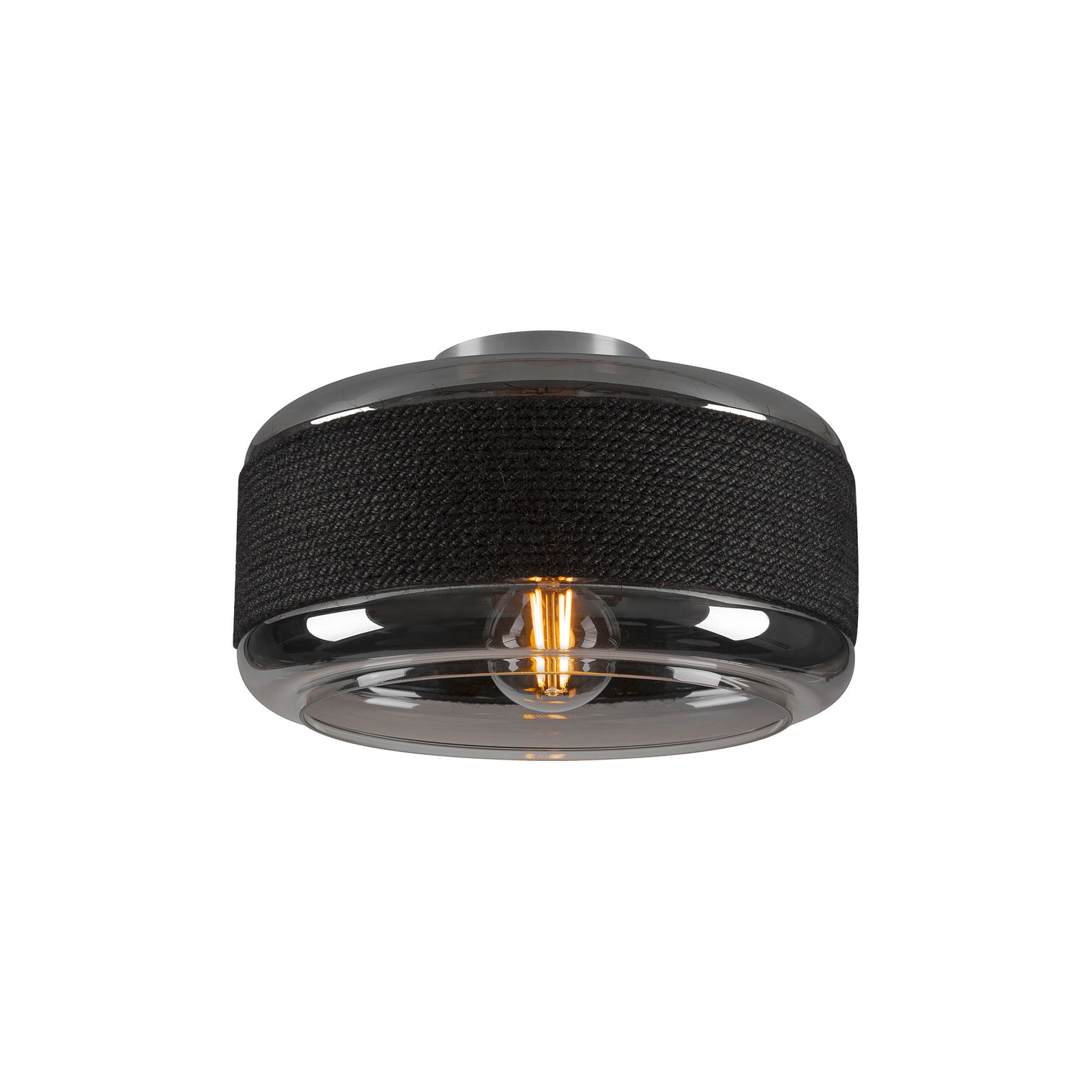 SLV Deckenlampe Leuchte Pantilo Rope 27 schwarz grau silber Glas modern - 4024163280914